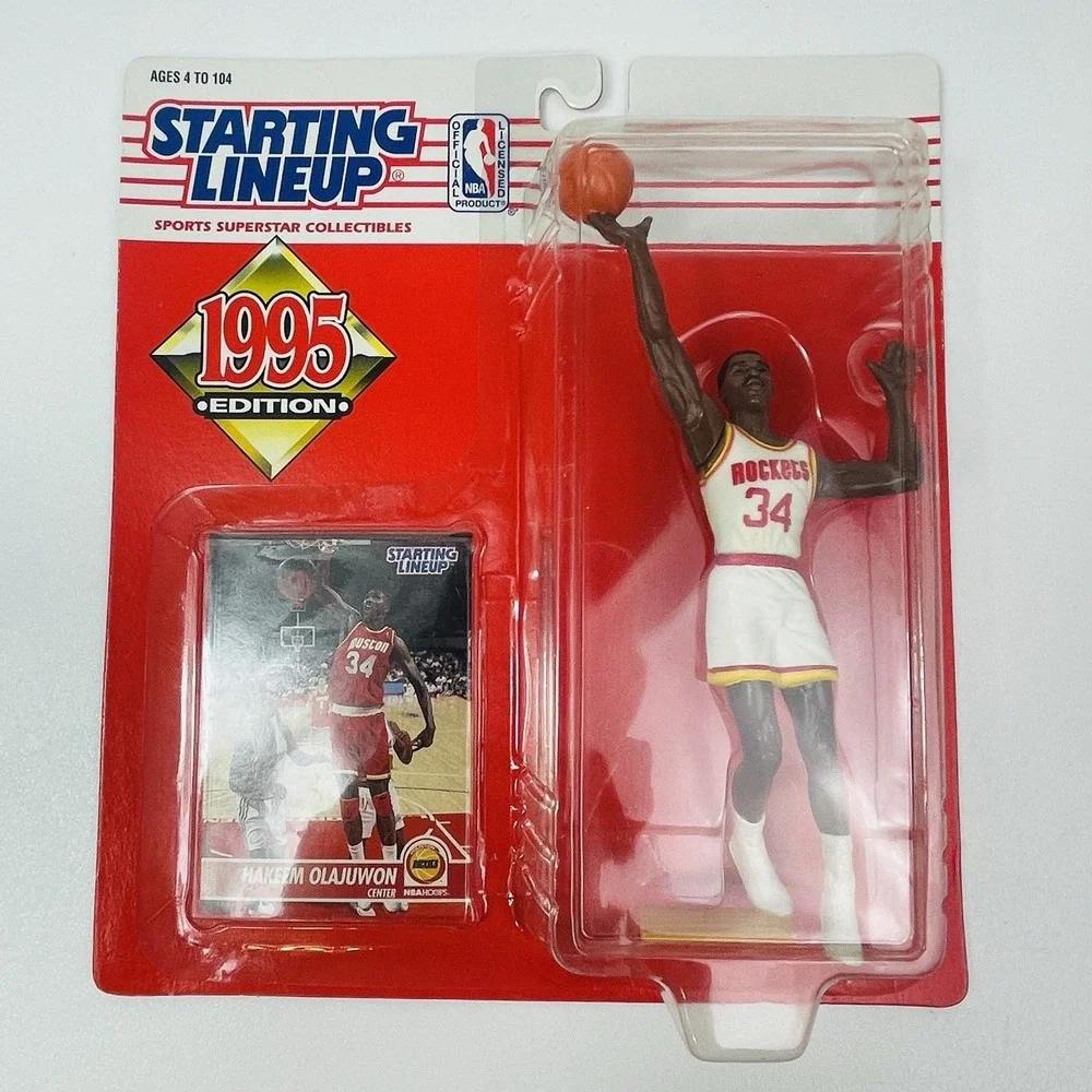 1995 Kenner NBA Starting Lineup Hakeem Olajuwon Houston Rockets Figure w Card